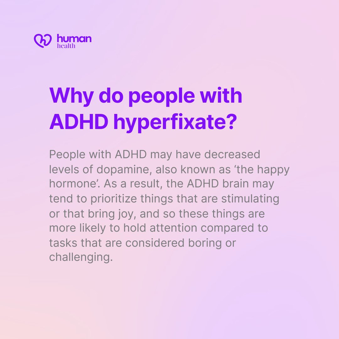 Humanhealth_'s tweet image. Whilst #hyperfixation can make you extremely productive, it sometimes means you neglect tasks related to your own needs. 🥗😴
Here are some strategies you can put in place to manage your hyperfixation. Read the full blog here: human.health/blog/hack-adhd…
#ADHD #adhdsupport