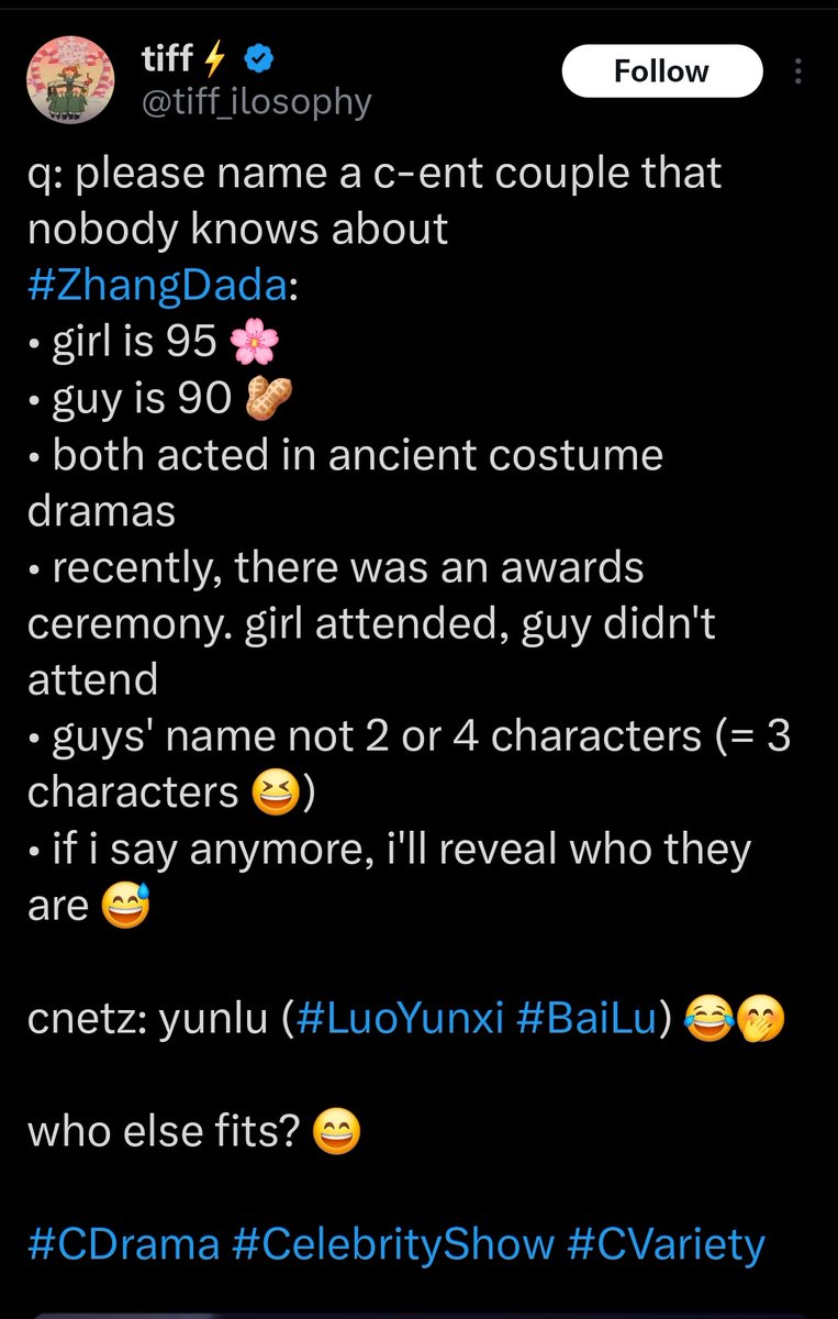 Maybe she thinks that she is the only one who understands chinese in the whole of twitter and then do selective reading and translation in wb, Dy when she clearly says cpop/cdrama/cvariety (all broad topics). Getting called out for JUST adding that ONE cnetz comment is 👍