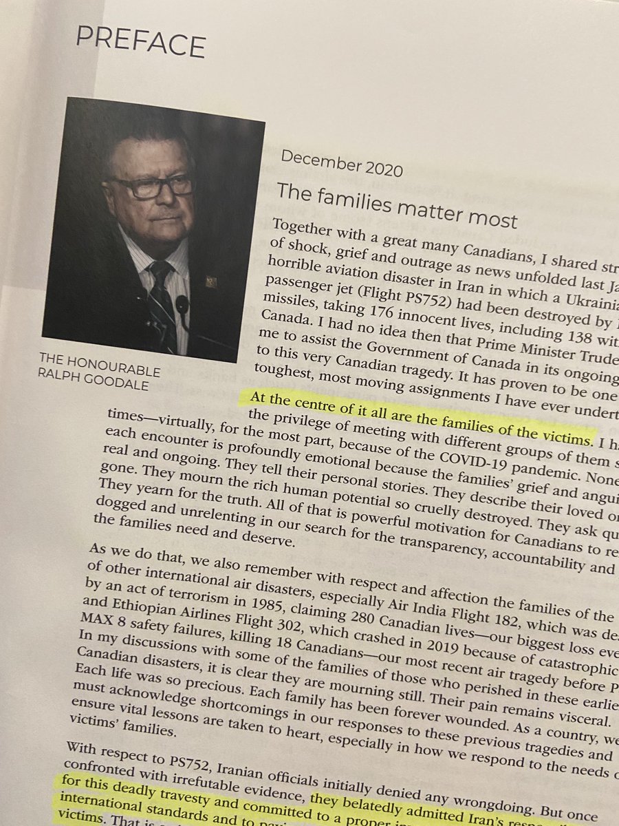RalphGoodale's tweet photo. Honoured to participate in today’s somber memorial for the victims of Flight PS752. Canada’s relentless pursuit of transparency, accountability &amp; justice for the bereaved families is faithfully following recommendations in this 2020 report.  We will not rest til we get the truth. https://t.co/UaV1E10Gp7