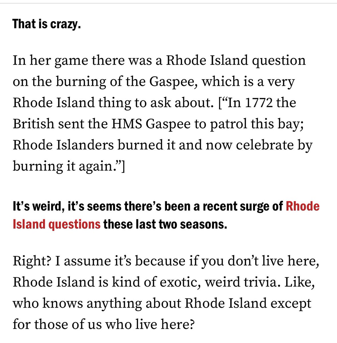 LaurenDaley1's tweet photo. Why are there so many #RhodeIsland @jeopardy clues?
I asked the champ. ⚓️🤓

https://t.co/aT94hEjSmP
@Jeopardy @xfordcomma https://t.co/Y0riPcZcAz