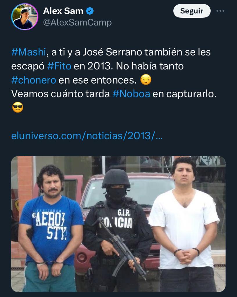 RAlvarezDelgado's tweet photo. @marantperoc @Ines_Gav @LassoGuillermo @DanielNoboaOk ¿Que hizo #Campanita cuando #Fitito se le fugó cuando el #ChapoSerrano era ministro del interior? https://t.co/SRWzVOvLkE