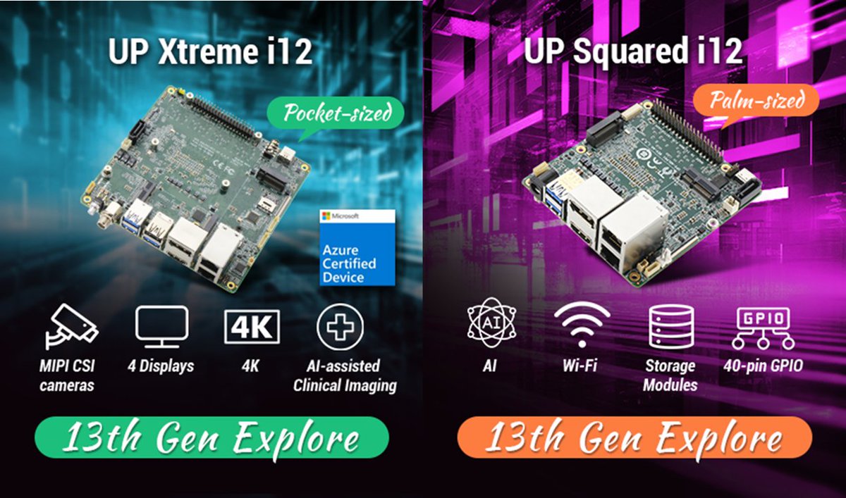 AAEON's tweet photo. Pushing the boundaries of performance with the #13thGen @intel Core platform, the UP Squared and UP Xtreme take advantage of up to 14 cores and 20 threads, faster multi-thread performance, and faster CPU image classification.
Get started! https://t.co/tg6Jhee33j https://t.co/gCNeiSslAf