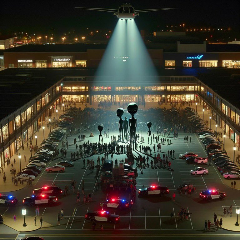 EarthyBalance's tweet image. 🚨 Breaking: Unexplained phenomena at Miami Mall! Reports of 10-foot 'beings' and a fleet of police cars have taken social media by storm. What's going on? #MiamiMallMystery #AlienSighting 🛸✨

Witnesses describe the visitors as towering figures amidst a spectacle of lights and…