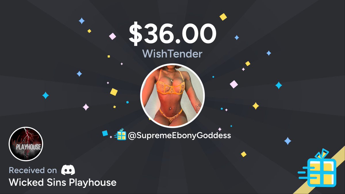 'juggler' just bought a gift off SupremeEbonyGoddess 's wishlist worth $36.00 on Discord in Wicked Sins Playhouse 🌀🌀💫 Check out SupremeEbonyGoddess 's wishlist here: wishtender.com/SupremeEbonyGo… via WishTender