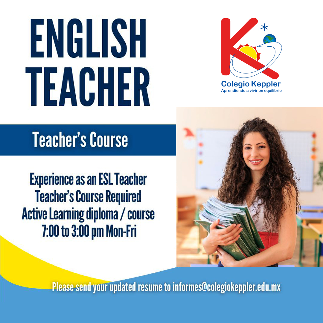 colKeppler's tweet photo. Are you an English #teacher with experience in Elementary #school settings? Come join our team!

Please send your #resume and a cover letter, both in #English to informes@colegiokeppler.edu.mx

We are looking for you! https://t.co/sNvJyW0PGy