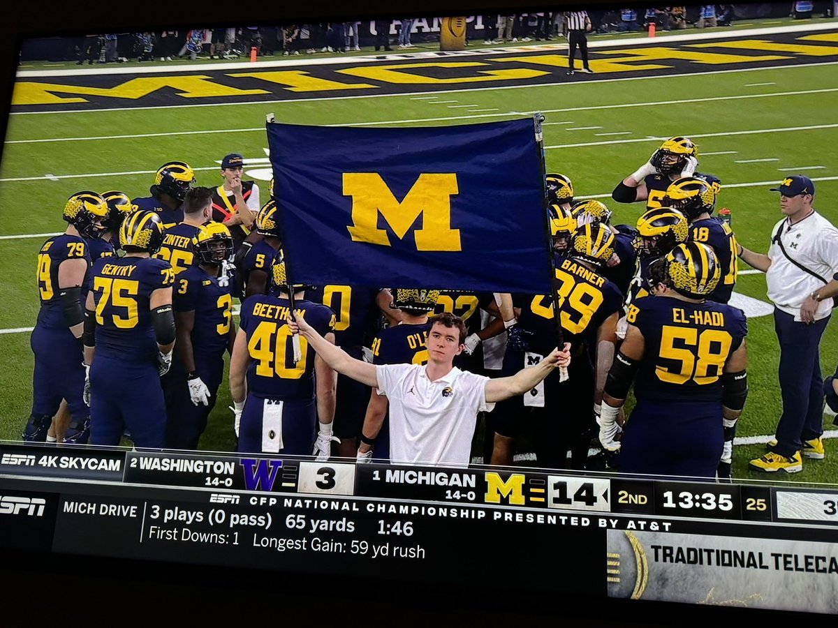 UGATailgating's tweet photo. Anything more ironic than a @UMichFootball staffer trying to block the sky cam so someone can’t steal their calls? https://t.co/5wsGYDESWN