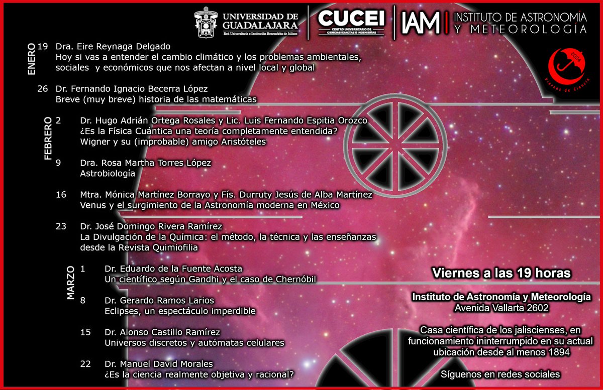 manuelphysicist's tweet image. El viernes 22 de marzo, participaré en el ciclo "Viernes de ciencia" del Instituto de Astronomía y Meteorología de la Univ. de Guadalajara. Mi plática: "¿Es la ciencia realmente objetiva y racional?". @IAM_UdeG @udegcucei #Science #Philosophy #Theology #scienceandsociety