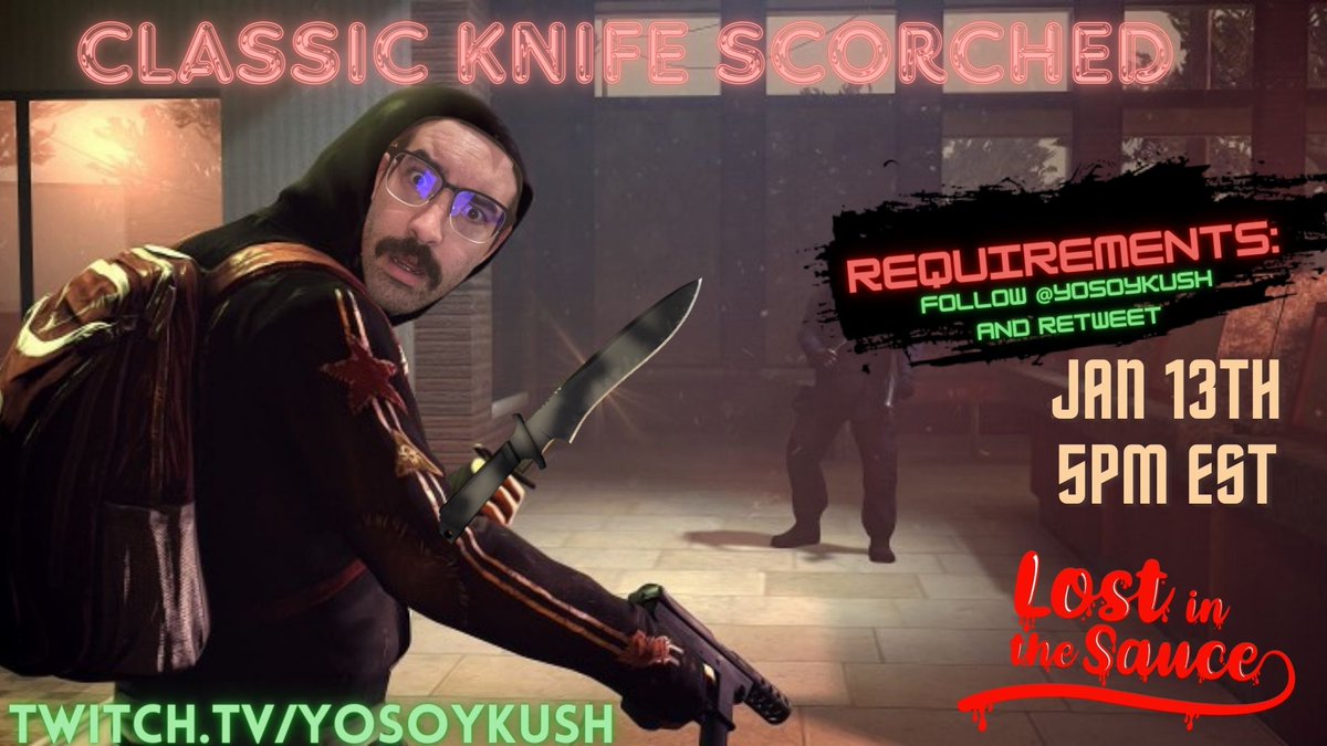 yosoykush's tweet photo. 🚨KNIFE GIVEWAY🚨
✅LIKE/RT&amp;FOLLOW @yosoykush 
✅TAG 2 FRIENDS
✅Must be on stream to win, 5pm EST on January 13th
EZ GOOD LUCK

twitch link in comments, there will be way more ways to win the knife on stream.

#cs2giveaways #CS2 #CSGOGiveaway #csgoskins #csgoskinsgiveaway https://t.co/3e2MJ7kvum