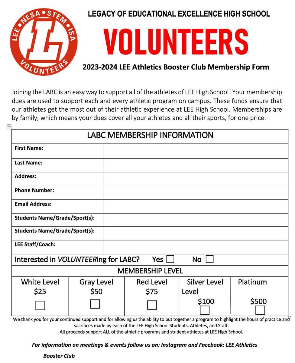 Spring Sports are Upon Us! Memberships help keep uniforms, and equipment up to date. Please visit our online store to join us or turn in the form and payment to a coach.