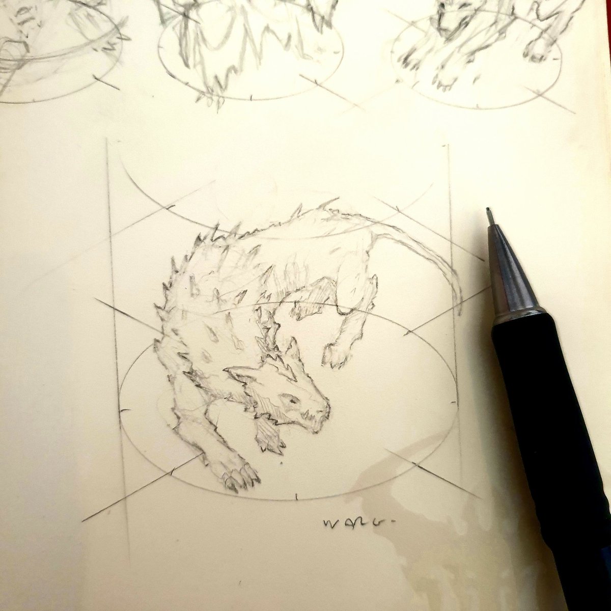 alexdrummo's tweet photo. Pencil work for a Warg, like a hyena wolf porkupine.

#epicisometric 
#dnd #lotr #dungeonsanddragons #lordoftherings #ttrpg #tabletop #ttrpgcommunity #TTRPGs #rpg #roll20 #battlemap #battletokens #icons #tokens #gamepieces #conceptart #concept #design #pencil #pencilart https://t.co/SqiSQgXsGc