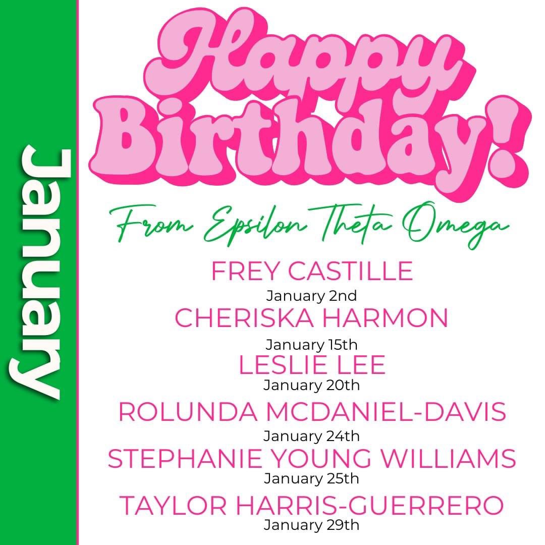eto_aka's tweet photo. Epsilon Theta Omega wishes a Happy Birthday to all of our sisters with birthdays in January!

#SoaringWithAKA #AKAETO #WeAreSouthCentral #AKA1908 https://t.co/fx3qq42Bpk