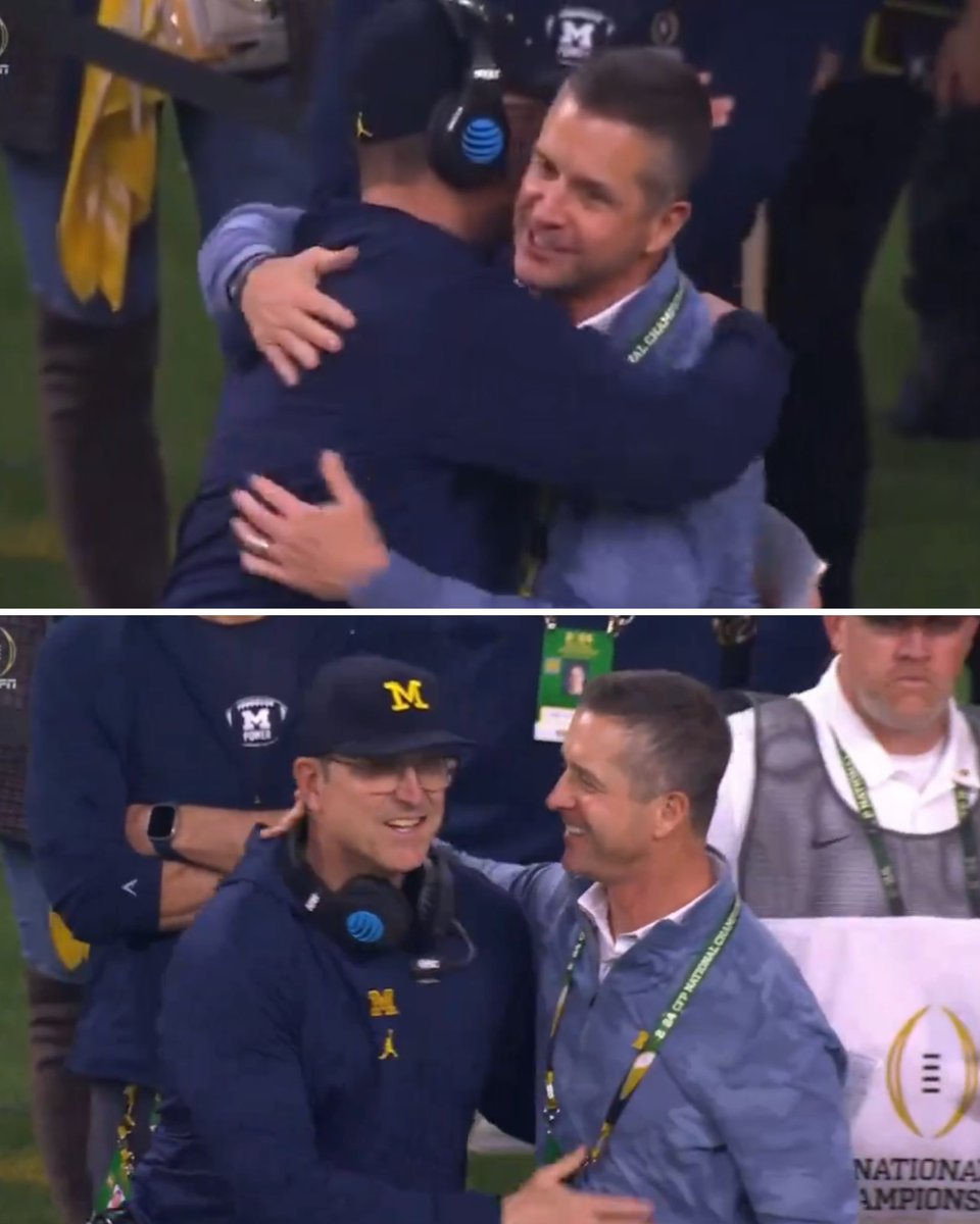 John Harbaugh cheering on his brother Jim at the National Championship ❤️