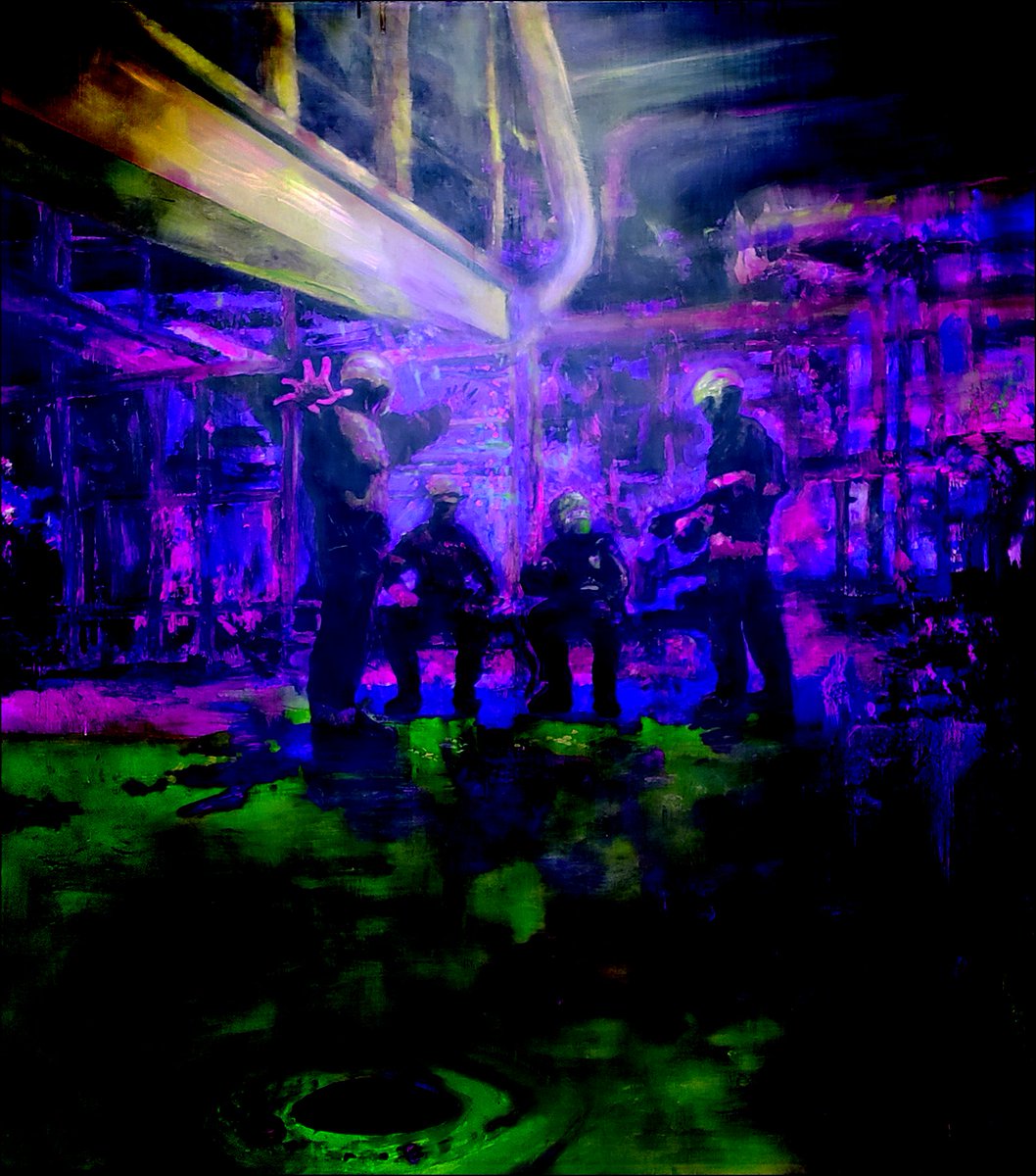 PDcafargo's tweet photo. OIL RIG CREW IN ORANGE & ULTRAVIOLET LIT BACKROOMS - VARIATIONS. Original painting on wood panel, scanned and modified with 3D filters and tools. 2024.
cafargo,com
#art #painting #digitalart #2d #Filterforge #longemergency #endofempire https://t.co/0MNpM0upif