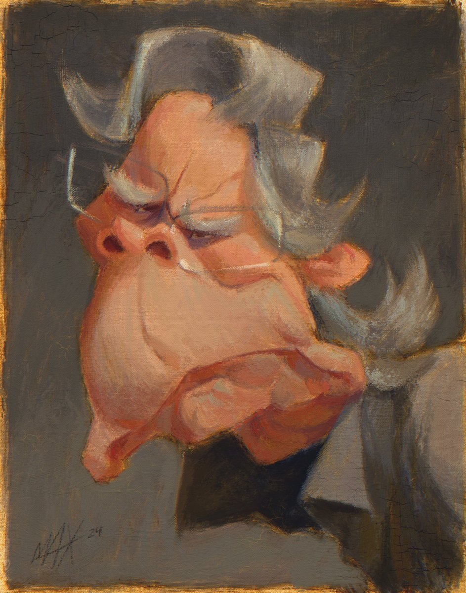 StephenKing for day 8 of #caricatureresolution2024 Painted in #Procreate  using my #OilMaxPack Rough Oil brush. #crstephenking #MaxPacks