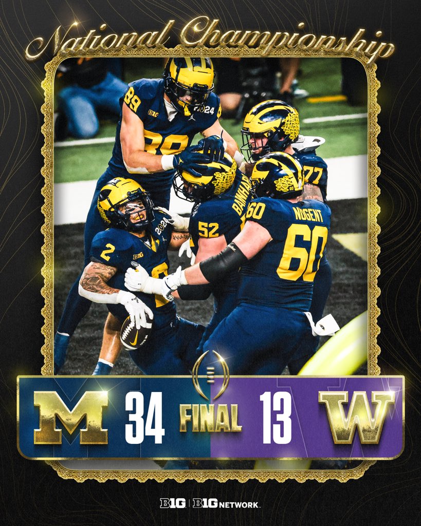 FerberSteve's tweet photo. +20ans que je regarde du College Football 
+15ans que je supporte inconditionnellement Michigan

+ que n'importe quelle autre équipe, dans n'importe quel autre sport

Ça y est... ÇA Y EST... !!!

Je connais Michigan en tant que CHAMPION NATIONAL !!!
#GoBlue
#NationalChampionship https://t.co/Pooy3UJ8cX