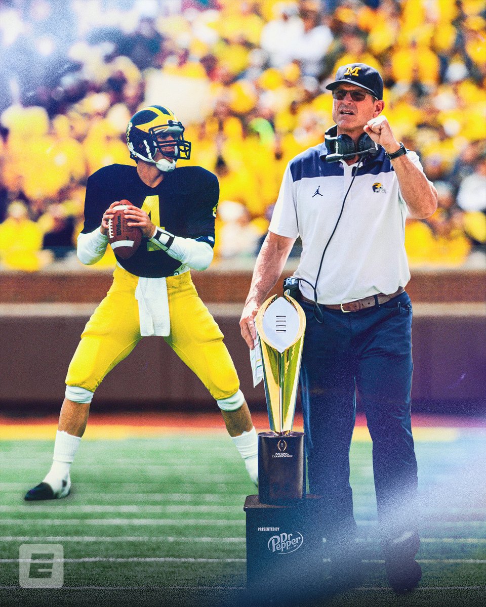 ESPNCFB's tweet photo. Jim Harbaugh led his alma mater to a #NationalChampionship https://t.co/6NaYUngGvS