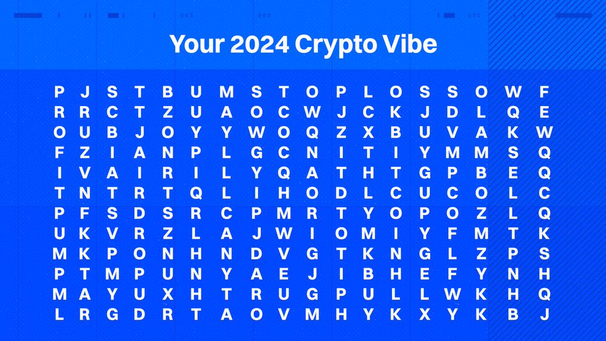 The first 3 words you find is your 2024 #Crypto Vibe 😎 What did you get?  #ThemCryptoFeels