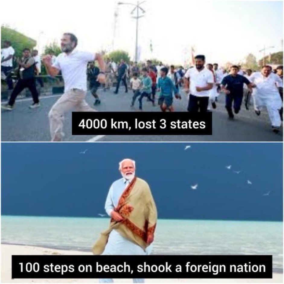 advoca_suraj's tweet photo. एक आदमी पुरा भारत दोड कर आता है नतीजा 3 राज्यों को हाथ से धो दिया,

और हमारे प्रधान मंत्री केवल जाके 100 कदम चल कर आते हैं, लक्षदीप की तस्वीर ही बदल दी।

The difference is clear ! ✅ modi power ⚡ 💪
#BJP4IND
#Modi4PM2024 https://t.co/YkidsjcoB0