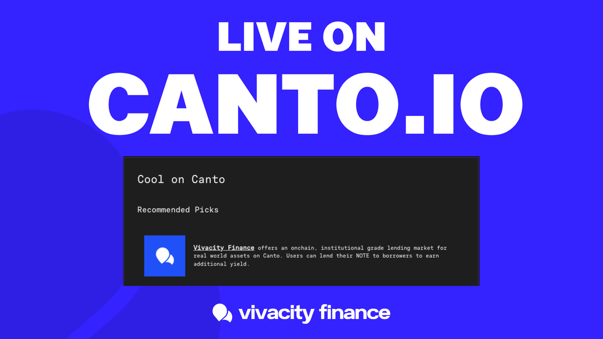 2024: A Monumental Year for Vivacity &amp; Neofinance!

Kicking off with a BANG, Vivacity has earned a spot on @cantopublic's 'Recommended Picks' under the Explore tab – a testament to our relentless innovation!

Pioneering Neofinance continues @ vivacity.finance