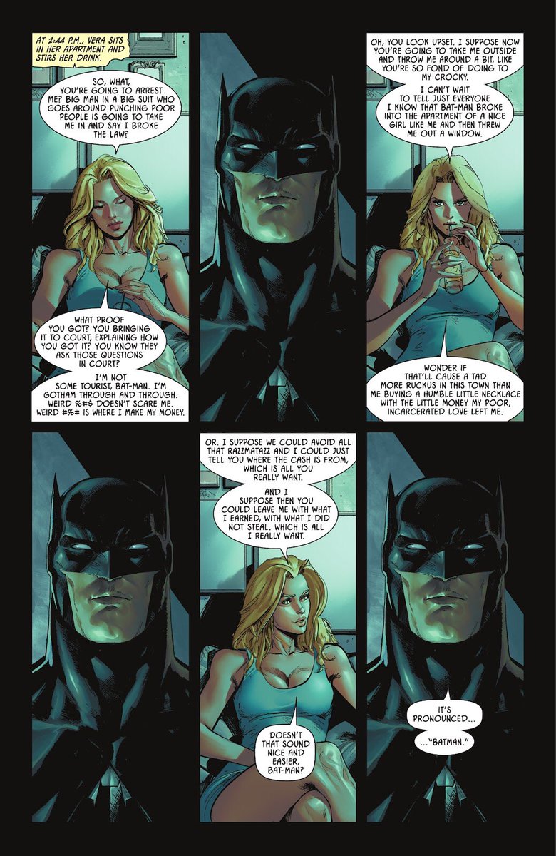 Mulchisto's tweet photo. Need someone to awfully read her text out loud and add a vine boom every time batman just stares at her with pursed lips https://t.co/86i4Y7nQsa