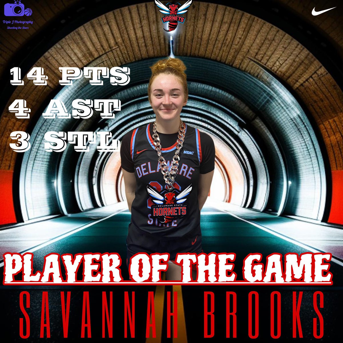 DelStateWBB's tweet photo. Final from Baltimore‼️
Congratulations to our very own Savannah Brooks for being awarded Player of the Game after a stellar performance today with 1️⃣4️⃣ points, 4️⃣ assists, and 3️⃣ steals ‼️ 💪🏽✅ Keep it going, Sav‼️
#STAY
#DSUWBB
#DSUHornets 🔴🔵
#HornetNation https://t.co/b8AlCxcXE2