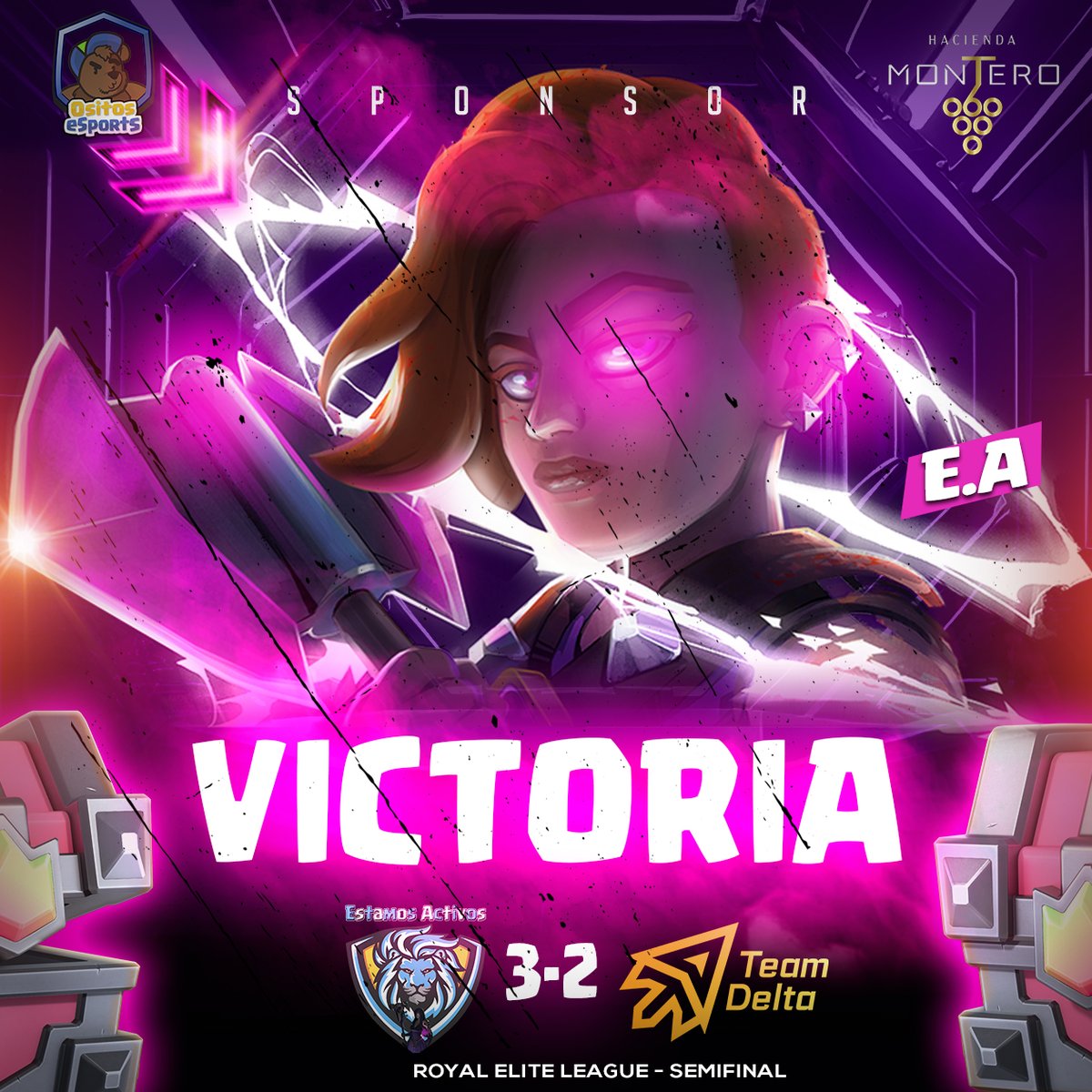 🌐|#ClashRoyale

🏆|<a href="/RoyalEliteLeag/">Royal Elite League</a>
🆚|<a href="/TDelta_CR/">Team Delta (Δ)</a>
✅|3️⃣-2️⃣
🛡️|#Semifinal

🎮|#Players

@ViktorCR10
@PrestigeCR_
<a href="/Victor_CrX/">Victor™</a>
@98AdrianMarquez
<a href="/Bryan_CCRR/">B r y a n ツ</a>
<a href="/ErnestoRsr/">『ᴰᵃʳᴋ』Ernestoシ︎</a> 

🗣️|#Staff

👩|<a href="/Vanne10G/">Vănnë</a>
🧑🏻‍🍳|@JorgeLightCR
🎙️|<a href="/BastianShow11/">Wachate el Show</a>

👨‍💼#CEO

👩‍💼|<a href="/PipyThebest/">Pipy Thebest</a>
👨‍💼|<a href="/OsitosEsports/">Ositos eSports</a>