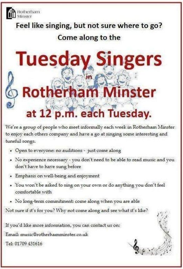 Stag_RosePPG's tweet photo. #tuesday - time to exercise your vocal chords!! Sing for fun and your well being.

Join in today, 12 noon

#FREE Rotherham Minster Connections

Give it a try - sing your way to better health☺️
#musicislife #sing #company #singforhealth #community
🎹🎙️🎵🎶👩🏽‍🎤🎶🎶 @RothMinster https://t.co/wtHNK32txB