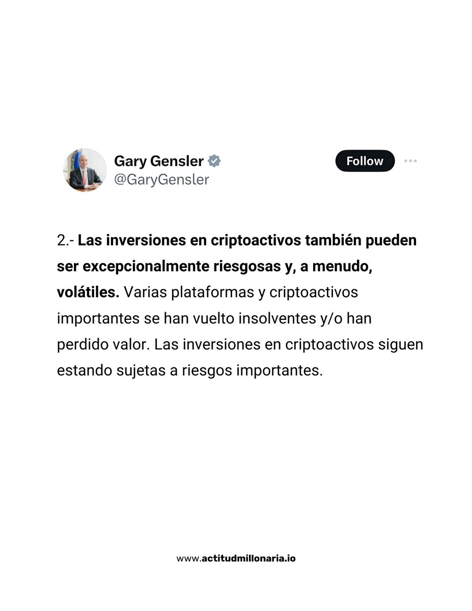 actitudmillo's tweet photo. 🚨 Advertencia Cripto: Gary Gensler, presidente de la SEC, lanza señales de precaución horas antes de la decisión del ETF de Bitcoin. 🤔 ¿Señal positiva o preludio de una posible negativa? #BitcoinETF #GaryGensler #CriptoAdvertencias #InversionesCrypto https://t.co/4Ef3nhYaIV