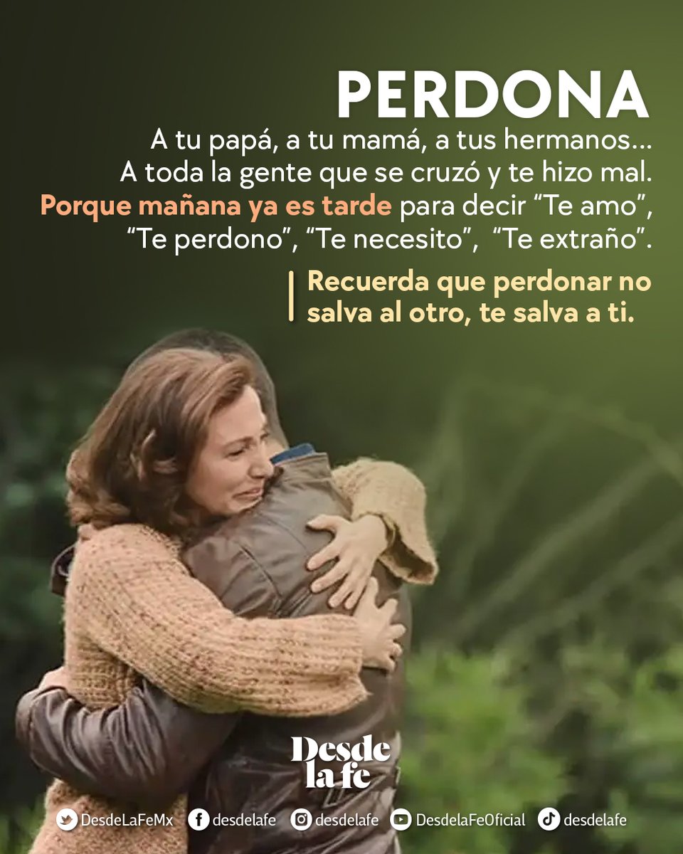 📌 Recuerda, la única cura para liberarnos del resentimiento y sus efectos nocivos es el perdón. Cuando perdonamos de corazón liberamos a quien nos lastimó y nosotros sanamos. 😌🙌