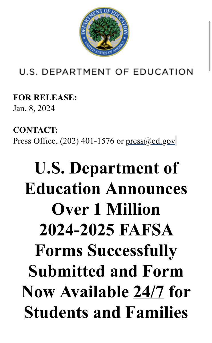 nasfaa's tweet photo. 📣 This evening @usedgov announced the #FAFSA is now available 24/7 to students and families 📣

Read more: https://t.co/P7zc8TG67G https://t.co/2SKWvVvOma