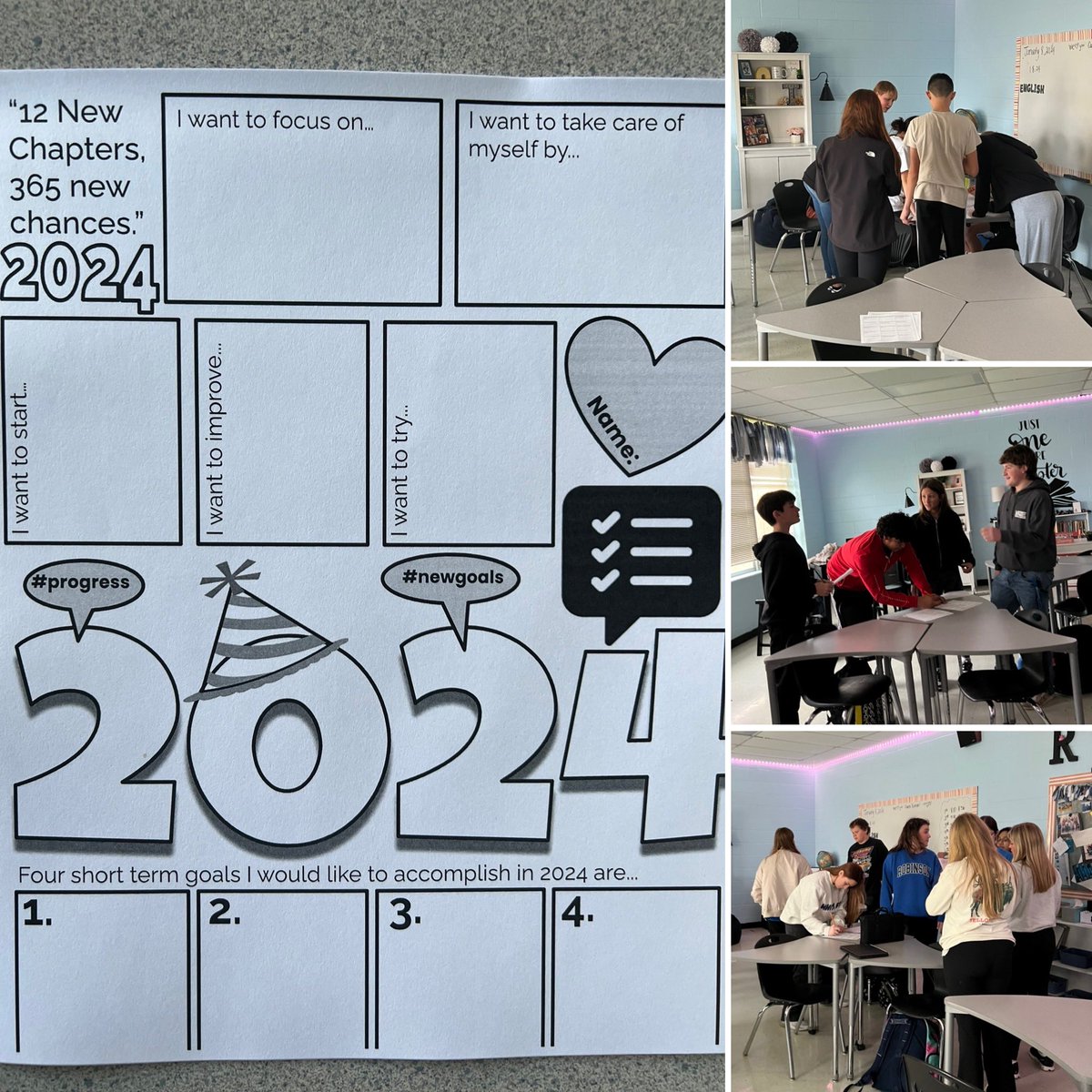 Today was SO good for this teacher’s 💛Reunited with my sweet 8th graders🥰Today we set academic &amp; personal goals for the 2024 school year. I loved watching these young humans decide how they want to be better. They also loved the scavenger hunt to learn about everyone’s break💙