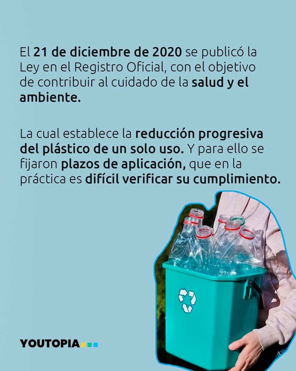 YoutopiaEcuador's tweet photo. 🍶 A tres años de vigencia, la Ley de Plásticos aún tiene desafíos para su implementación en Ecuador. 

Lee más  👉🏻 https://t.co/xRLWEc6Y6o https://t.co/MWGpypnfxN