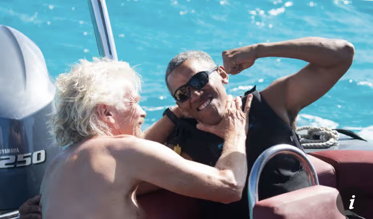 For perspective, this picture was taken off Brandon’s Necker Island right after Trump was inaugurated. #obamacrimefamily #RichardBranson #pedos