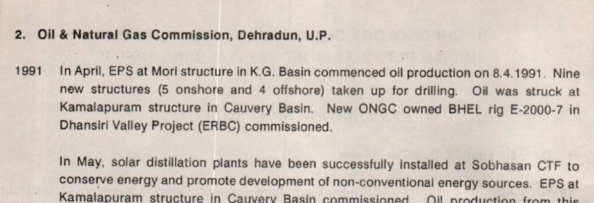 Oil Discovery/First Production in KG (Krishna Godavari) Basin claim by @HardeepSPuri Minister for Petroleum and Natural Gas:

First Oil production in KG Basin was in 1991.  He can refer his ministry's Petroleum and Natural Gas Statistics Report of 1991-92. #KGBasin #OilDiscovery.