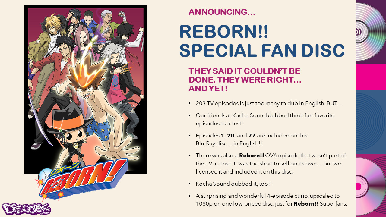 💿Discotek Media on X: “Reborn! Special Fan Disc Reborn is too 