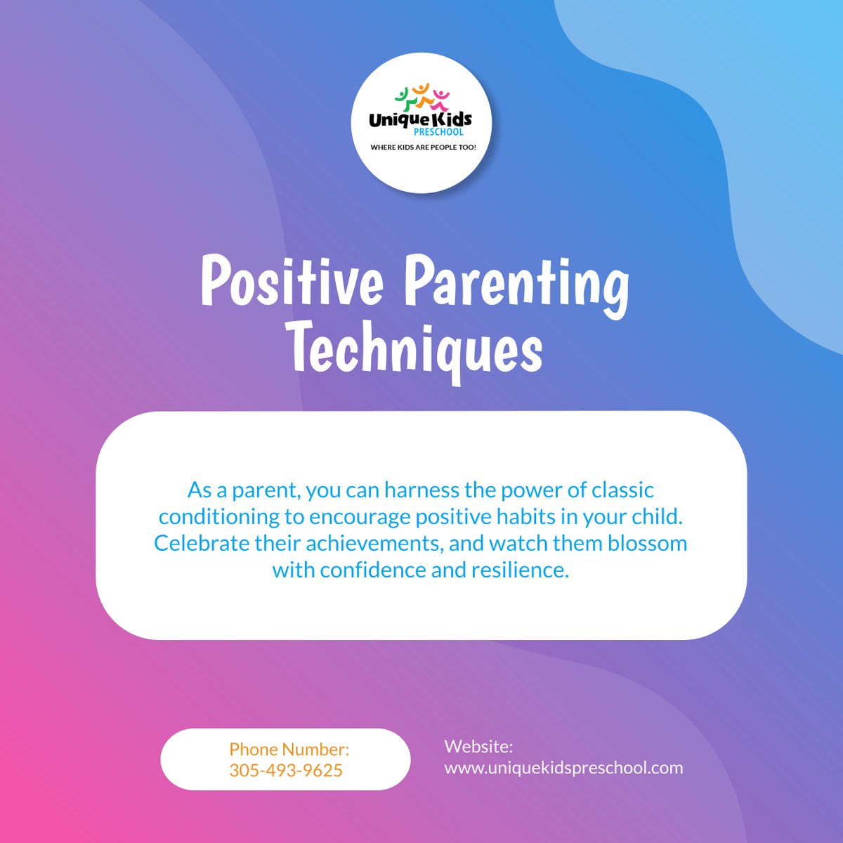 Classic conditioning is more than just a theory—it's a powerful tool in shaping behavior. Create positive associations by celebrating small wins with your child. Reinforce good behavior for them to flourish!  

#Children #Preschool #MiamiGardensFL #ChildCare #ParentingTechniques