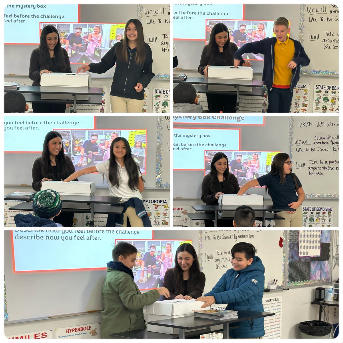 Mystery Box Challenge before reading the text “Why Do We Like to Be Scared?” <a href="/Scholastic/">Scholastic</a> Tomorrow Generals will state their claim on why overcoming scary situations releases oxytocin and dopamine in our brain! 💥🧠😱🧠💥Shout our to UTEP resident Ms. Cuevas!