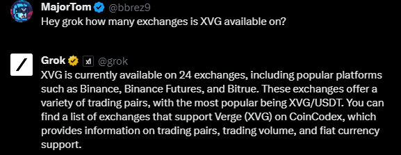 A worldwide currency needs to be accessible. 

#XVG is currently available on 24 exchanges, with more to come 💪

<a href="/grok/">Grok</a> knew did you?🧠