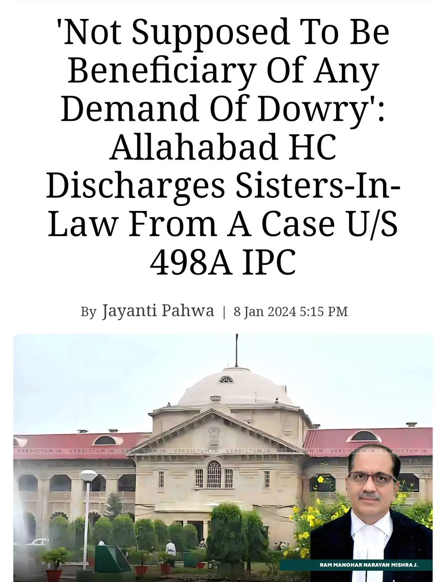 Irony is, until this case... all the sisters were beneficiary of dowry demands.

verdictum.in/court-updates/…

#ShaadiLaw #GenderBiasedLaws #GenderBias #MenToo