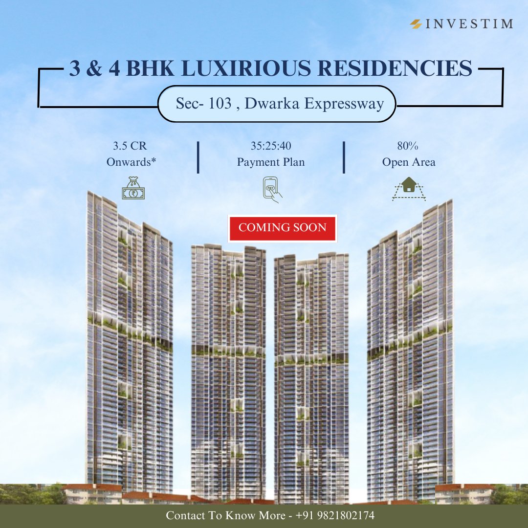 arban_realty's tweet photo. New Launch By Gurgaon's Renowned Developer
At Sector 103, Dwarka Expressway, Gurgaon
๐ 3 & 4 BHK Super Luxury Residences
Sumit Your EOI For Early Bird Offers And Discount.
Call Us For More Details +91 9821802174
#NewLaunch #NewProject #Residential #Sector103 #DwarkaExpressway https://t.co/S3B8Nl3PQx