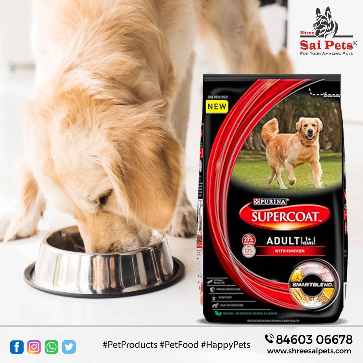 ShreeSaiPets's tweet image. The perfect combination of nutrients to keep your dog at their healthy best, a precise combination of high-quality natural ingredients blended with real chicken, plus 22 essential vitamins and minerals.. Shop in store today.

📍 Nikunj | +91 8460 30 6678
#SuperCoat #Purina