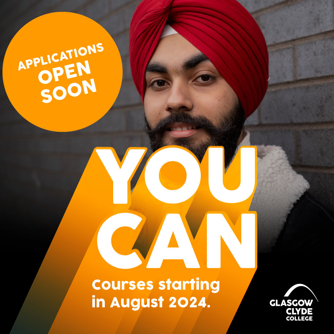📣 Save the date! Applications for courses starting in August 2024 will open on Wednesday 17th January! #YouCan #AugustCourses #CollegeCourses #StudyWhatYouLove #GlasgowClyde