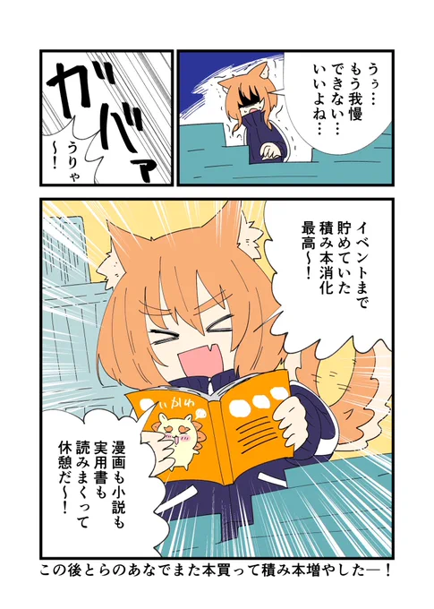 今日は積み本を消化して積み本を作りました!願掛けとして読書を封印していたので久しぶりに読む本は最高でした!
ブログのおまけは昨日のメロンブックスさんの件が解決しましたというお話です 