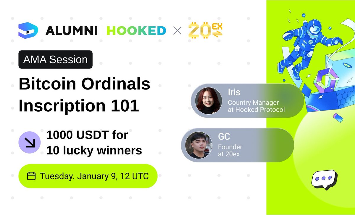 Bullish like never before 😤🐂

Hey everyone!

20Exchange is all set for the Full Chain Asset Trading in 2024.

Join us today from 11:50 - 11:55 AM (UTC) in #HookedProtocol + Online 👉 x.com/i/spaces/1rmGP…

• Topic: Bitcoin Ordinals Inscription 101
• 5-6 Questions about