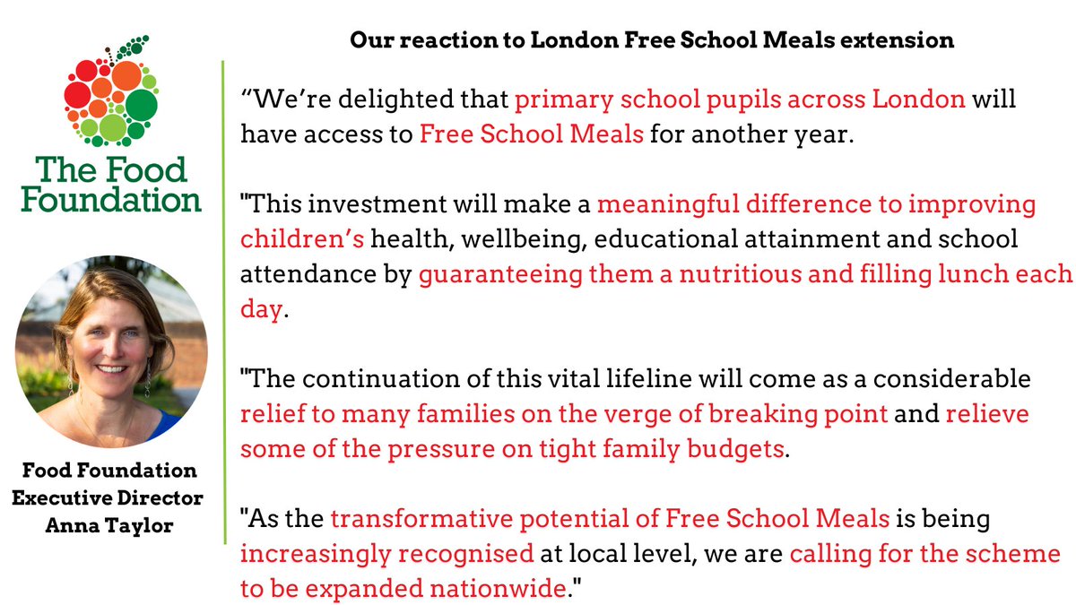 📢  Great news that #FreeSchoolMeals are being extended to all primary school children in #London for another academic year.

Up to 287,000 children in the capital have benefitted from the policy - we'd love to see the scheme expanded nationwide!

Read more: