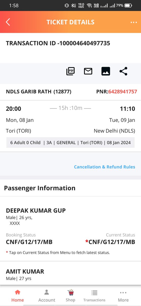 DeepakBabuGupt1's tweet photo. @RailMinIndia #railway #ASVINIVAISHNAV 
मैं 8/01/2024 को Tori junction से New Delhi junction गरीब रथ जिसका ट्रेन नं. 12877, PNR no. 6428941757
से सफर कर रहा था, जो तीन घंटे से ऊपर लेट है। जिसके कारण मेरा  दिल्ली से चंडीगढ़ का ट्रेन छूट गया, जिसका ट्रेन नं 12057, PNR No.2902974862 https://t.co/lTdmfwDmJE