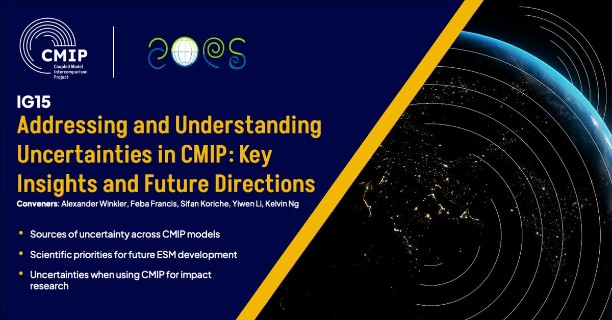 #AOGS2024 abstract deadline is in just under 24 hours! 

Our sessions:
🌍Addressing and understanding uncertainties in CMIP (IG15) 
📊ESM evaluation (AS39) 
🌊Biogeochemical cycles and feedbacks (BG05)

More info 👉wcrp-cmip.org/event/cmip-at-…
Submit now 🔗 asiaoceania.org/aogs2024/publi…