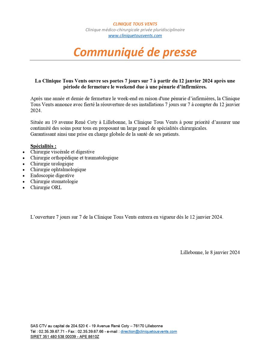 StummSixtine's tweet photo. À partir de cette semaine, la clinique sera ouverte 7 jours sur 7 après une année et demie de pénurie d'infirmières et d'appels à candidature.

@Actu761
@lccauchois
@le_Parisien
@paris_normandie
@OuestFrance
@f3normandie 
@francebleu
@fbleuhnormandie 
@RegionNormandie 
@DRSTUMM https://t.co/9jmW8nUd3I