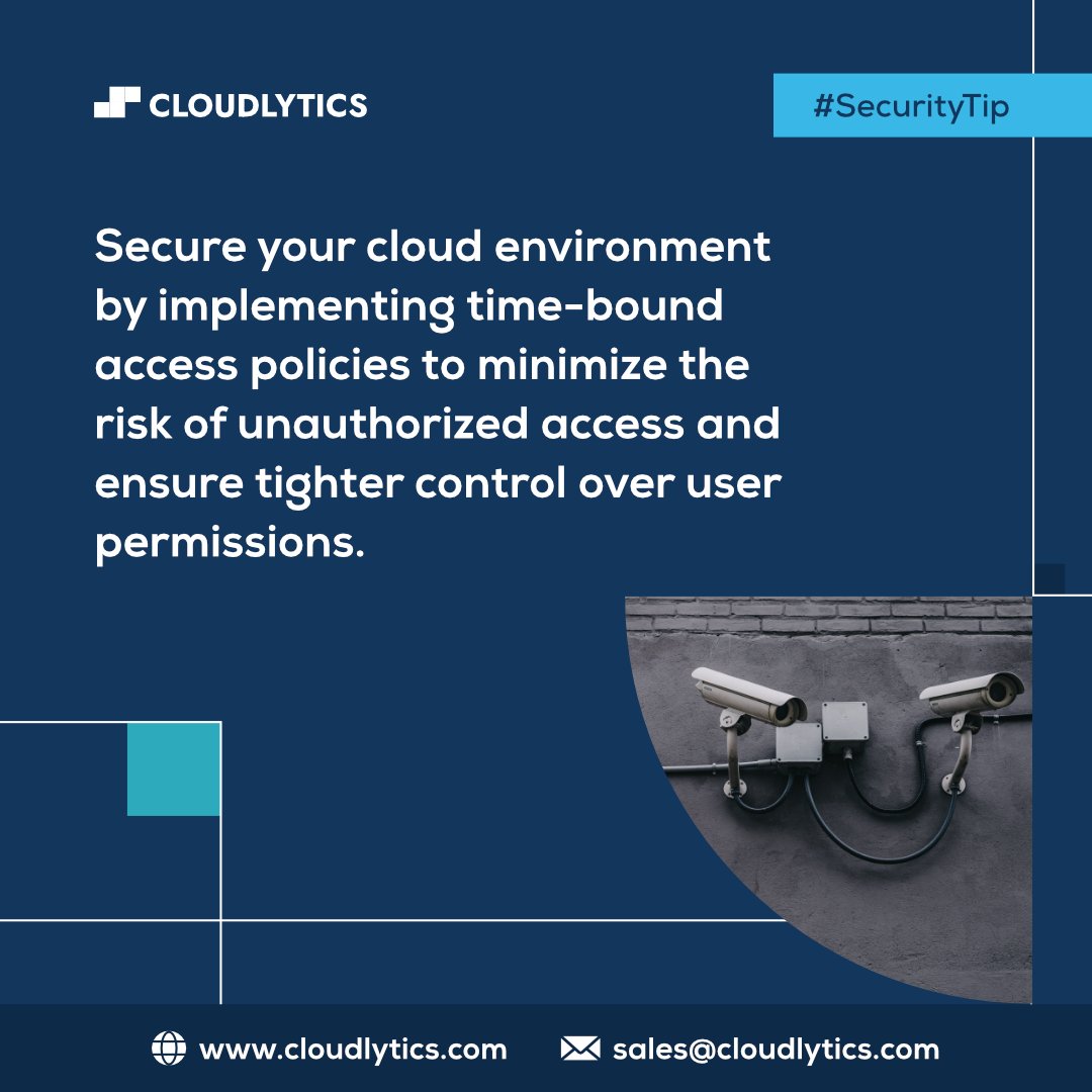 Unlock security excellence by implementing time-bound access policies—limiting access and enhancing control in your cloud domain.
#Cloudlytics #CloudSecurity #SecurityAwareness #SecurityTip #CSPM