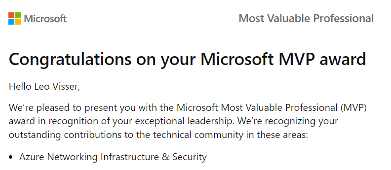 I woke up today to a very special email from #Microsoft! I'm very honored to be selected in this wonderfull community!
#MVPBuzz